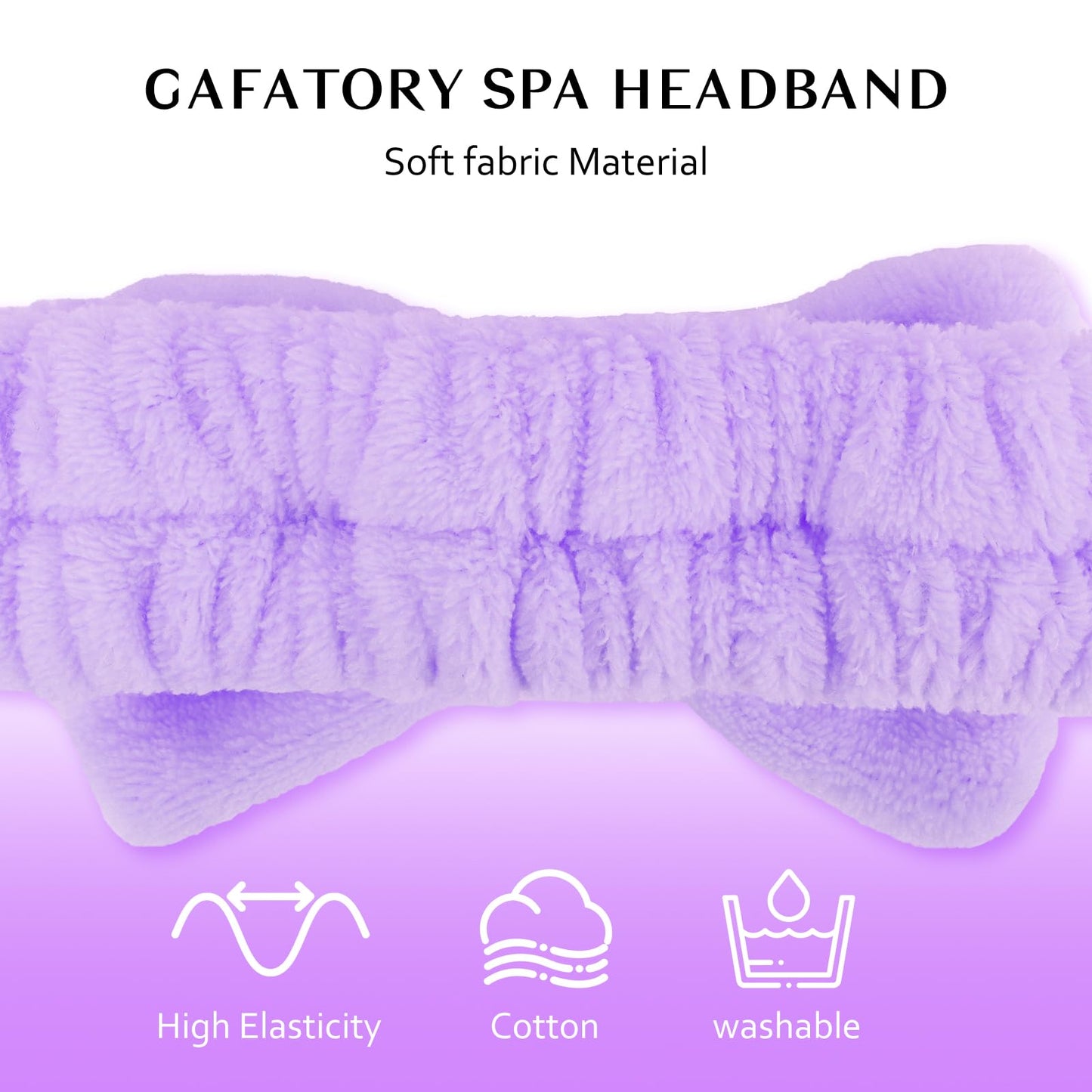 GAFATORY 6Pcs Purple Sponge Spa Headbands for Women Wristbands Hair Scrunchies Set Makeup Headband for Facewash Skincare Soft Mother Gift with Daughter Gift Set with Girl Friend