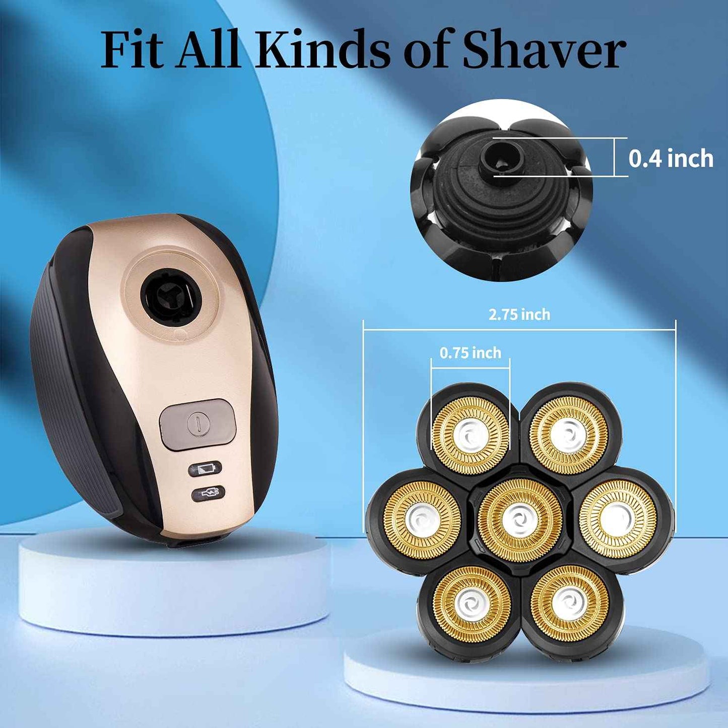 Vsmooth Electric Shaver Replacement Head - Shavers for Bald Men Replaceable Head - Waterproof Blades for Men Replacement Shaving Heads - Wet & Dry Electric Razor Floating Replacement Blade Head