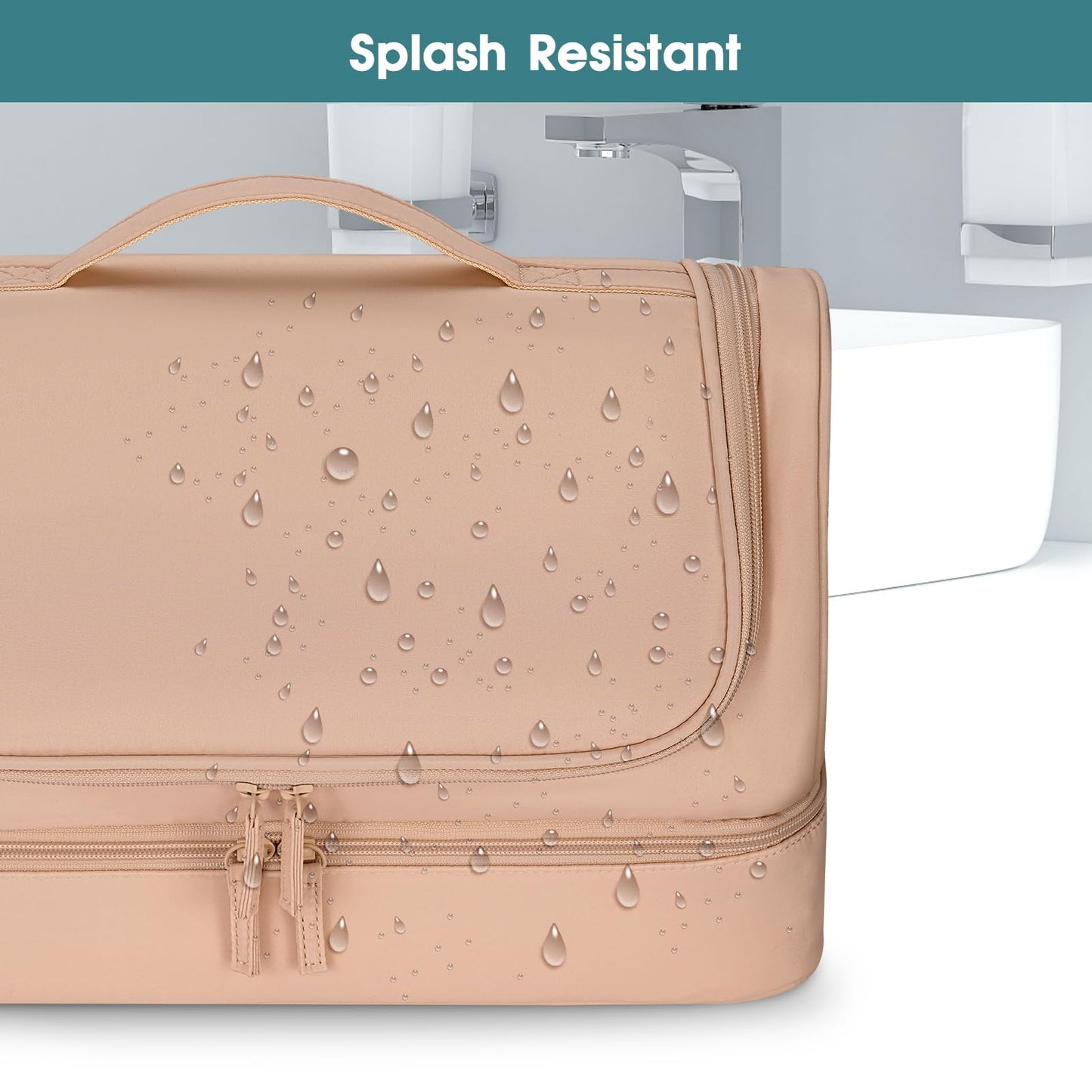 SITHON Double Layer Travel Carrying Case for Dyson Airwrap Styler/Shark Speedstyle Flexstyle, Large Capacity Water Resistant Hanging Storage Organizer Bag for Dyson Supersonic (Bag Only) (Rose Gold)