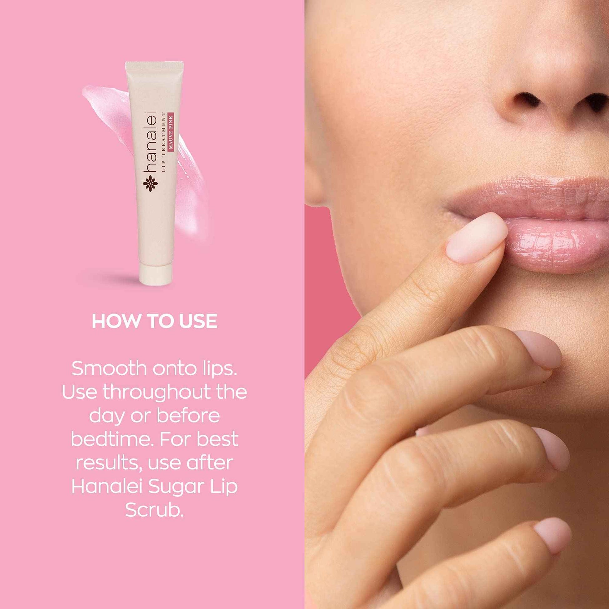 Hanalei Sugar Lip Scrub and Lip Treatment (Mauve Pink) Bundle, Made with Raw Cane Sugar and Real Hawaiian Kukui Nut Oil (Cruelty free, Paraben free)