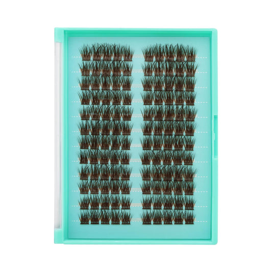 Bodermincer 120 Cluster 12mm/14mm/16mm to Choose Brown Lash Cluster Eyelash Extension Natural 3D Russian Volume Faux 3D Effect Glue Bonded Cluster Eyelashes (Y12# Brown 14mm)