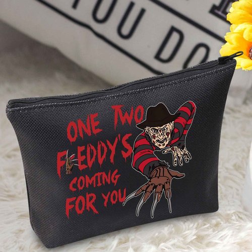 BWWKTOP Night Stalker Cosmetic Makeup Bag Horror Killer Inspired Gifts One Two Coming For You Zipper Bag Halloween Party Merch (One Two Freddy)