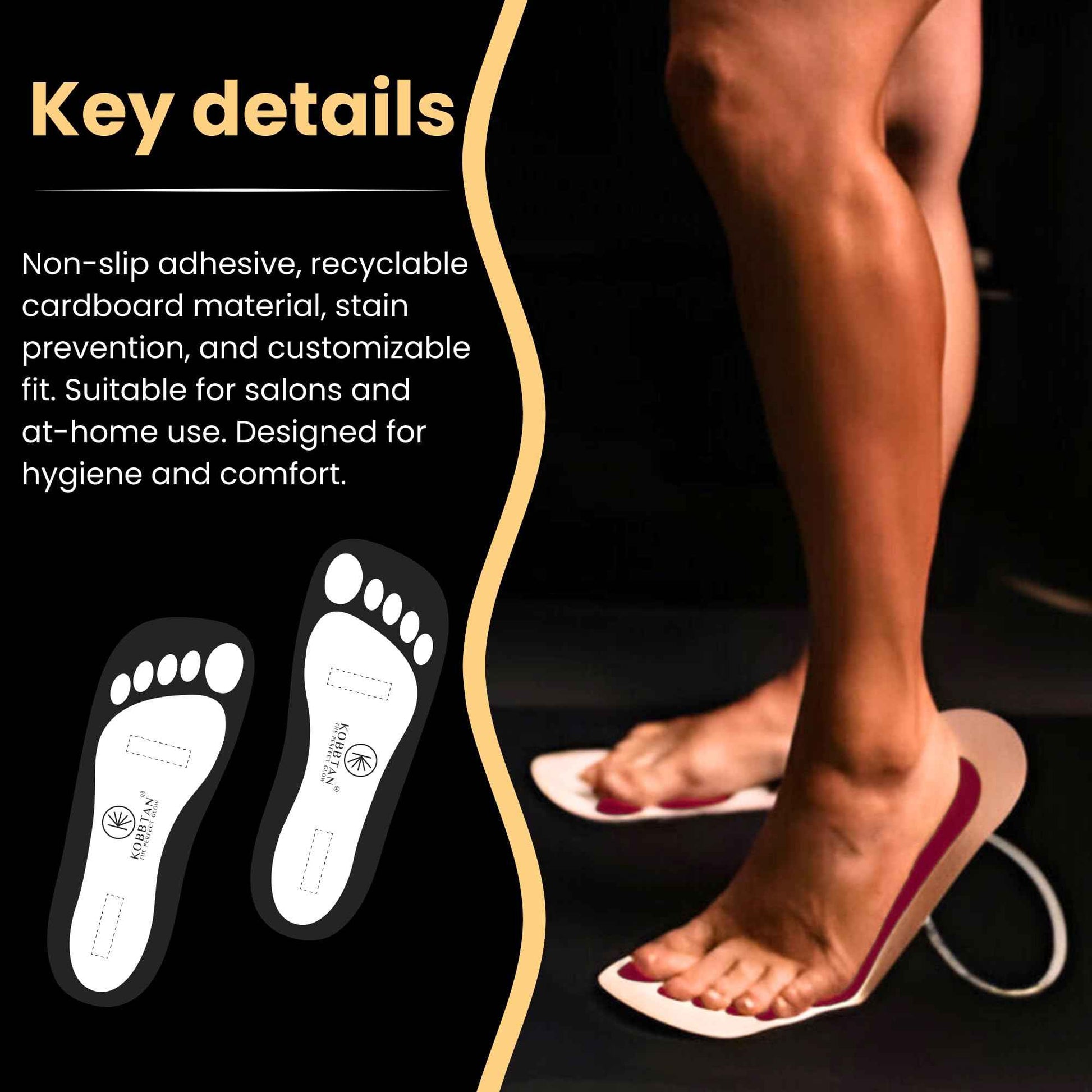 KobbTan 120Pairs Spray Tan Feet Pads Disposable & Economic for Spray tanning,Use in Tanning booth,Sunless Tanning at Home or Beauty Salon-Non Slip-Comfortable-Hygienic-Ultra Bronzing (Black)