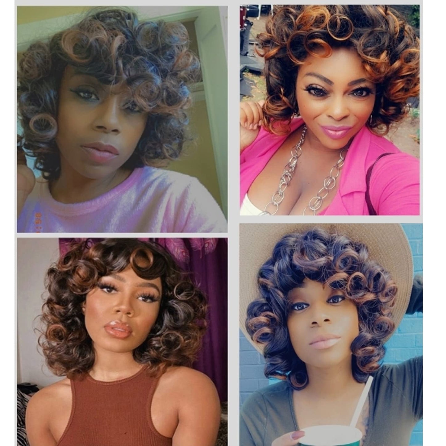 Kavsni Wig 70's Curly Wigs for Black Women Large Bouncy Fluffy and Soft Natural Looking Afro Wig 60s Wigs Gold Hoop Earring+2Wig Cap+Comb+2Beauty Blenders（1B/30）