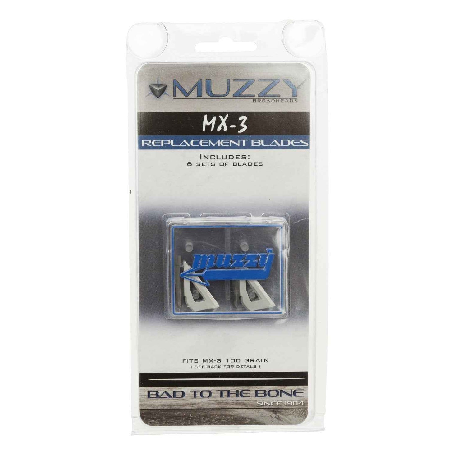 Muzzy Bowhunting 3-Blade Replacement Blades for 225-MX3-3 Broadheads, 100 Grain, 6 Pack,Silver