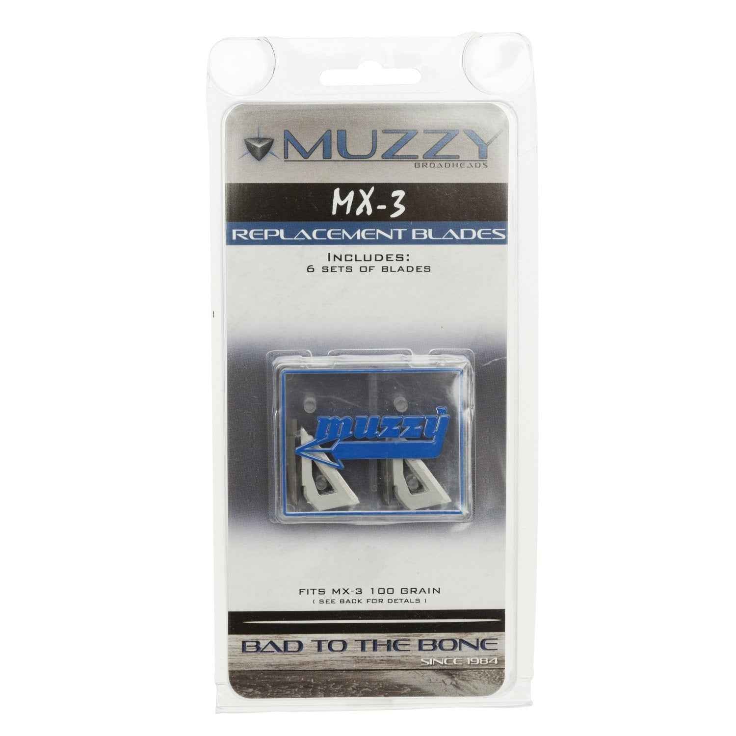 Muzzy Bowhunting 3-Blade Replacement Blades for 225-MX3-3 Broadheads, 100 Grain, 6 Pack,Silver