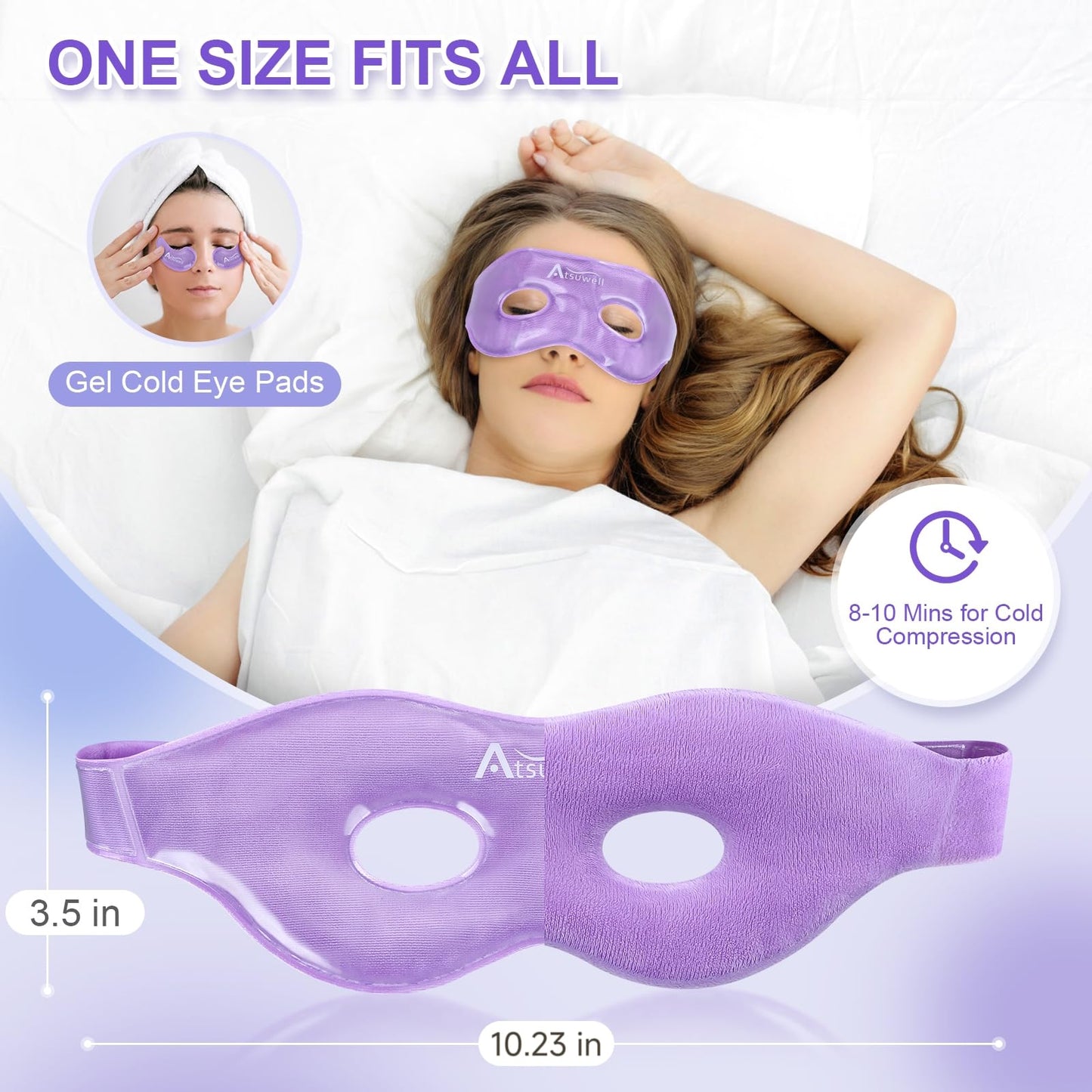 Atsuwell Cooling Ice Face Eye Mask Set for Dark Circles and Puffiness, 6 Gel Cold Packs for Face, Eyes, Toothache and Injuries Resusable, Soft Plush Lining Ice Pads Cold Compress, Cool Bag Included