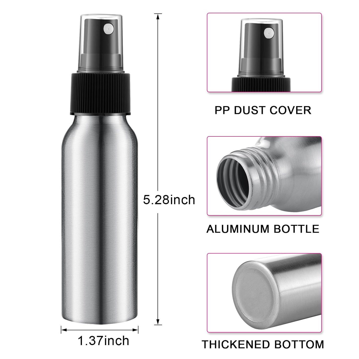 Tessco 2.7oz/ 80ml Aluminum Fine Mist Spray Bottles Reusable Metal Atomizer Bottles Fine Mist Sprayer Essential Oil Storage with Black Pump for Travel Cosmetic Perfume Toner Face Spray(30 Pcs)