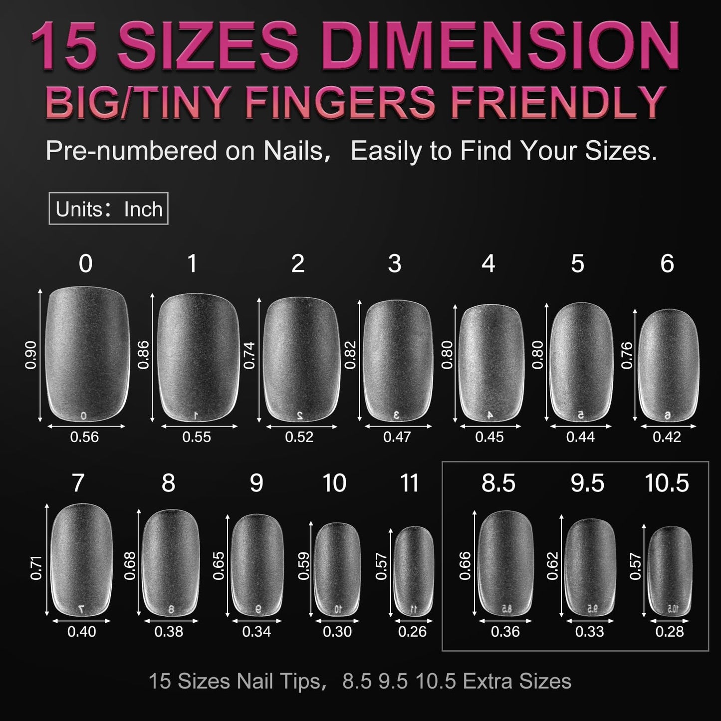 HGHDBT Short Oval Nail Tips - 300pcs Upgraded Matte Soft Gel X Nail Tips Full Cover Round Acrylic Nail Tips Fake Nails Supplies False Nails Extension Tips 15 Sizes