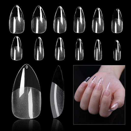 Nail Tips, 504PCS Short Almond Shape Nail Tips Half Matte Acrylic Fake Nails for Nail Extension Gel Art Polish, Nail Tips for Nail Art Home DIY Salon