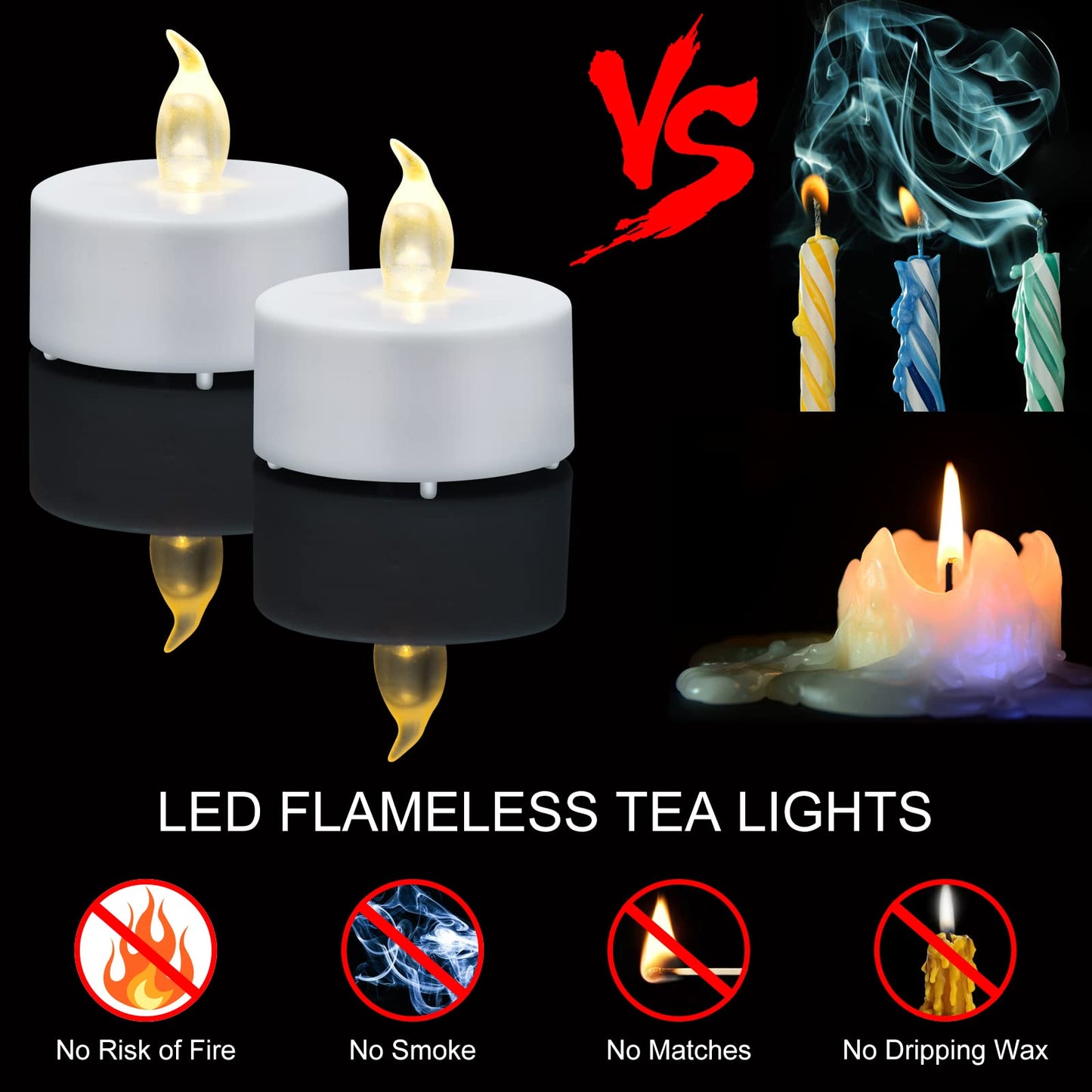 Battery Operated LED Tea Lights:150 Pack Flameless LED Bright Flickering Candles Long Lasting 200+ Hours Electric Candle in Warm White Ideal for Party, Wedding, Birthday, Halloween and Home Decoration