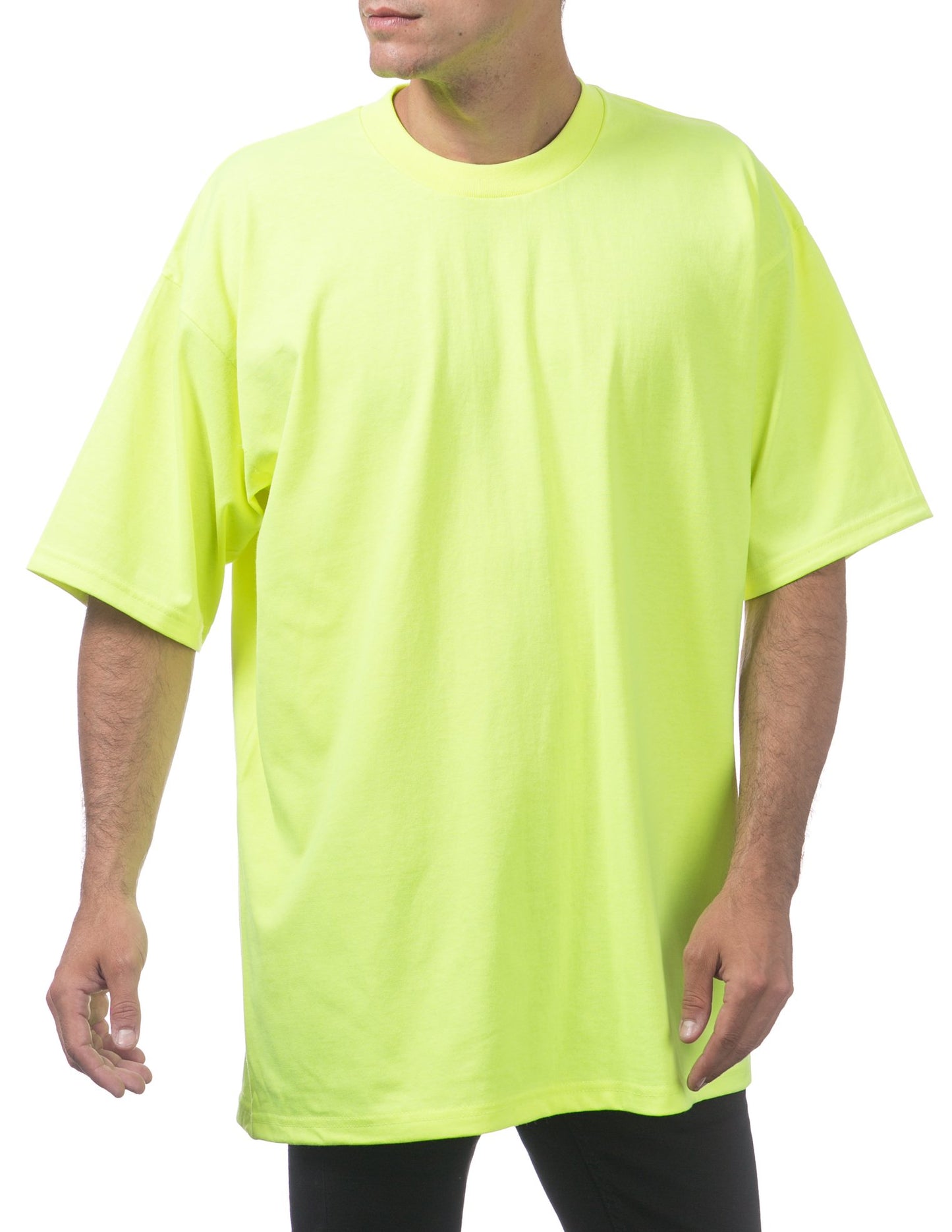 Pro Club Men's Heavyweight Cotton Short Sleeve Crew Neck T-Shirt, Safety Green, Small