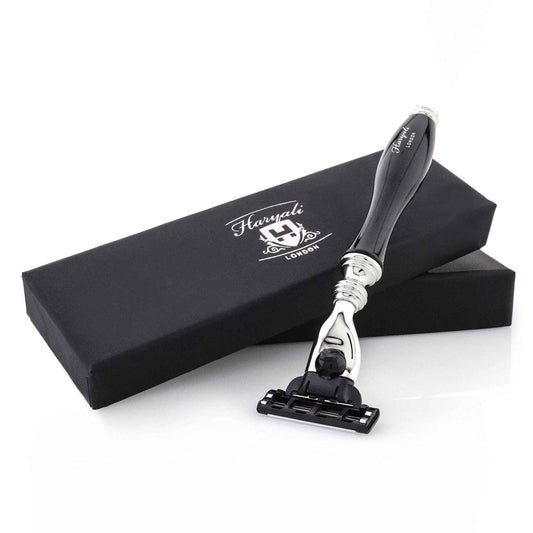 Haryali London 3 Edge Shaving Razor With Black Coated Handle Beard and Mustache Safety Razor For Men and Women
