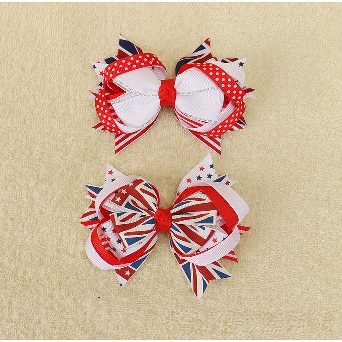 Girl Hair Clip Hair Bows Boutique Alligator Hairpins Hair Accessories for 4th of July 2 Pack ZFJ04 (Style 8)