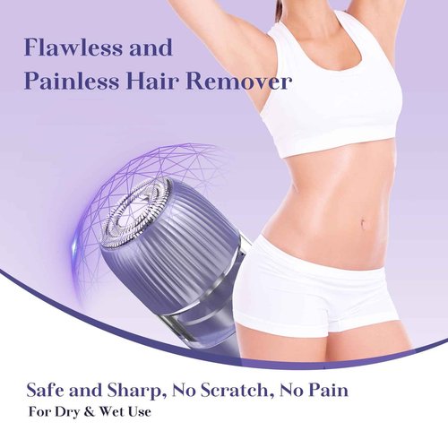 2-in-1 Electric Bikini Trimmer for Women, IPX7 Waterproof, Rechargeable Razor with Double-Edged Blade, Portable Hair Removal Shaver for Wet and Dry Use (Purple)