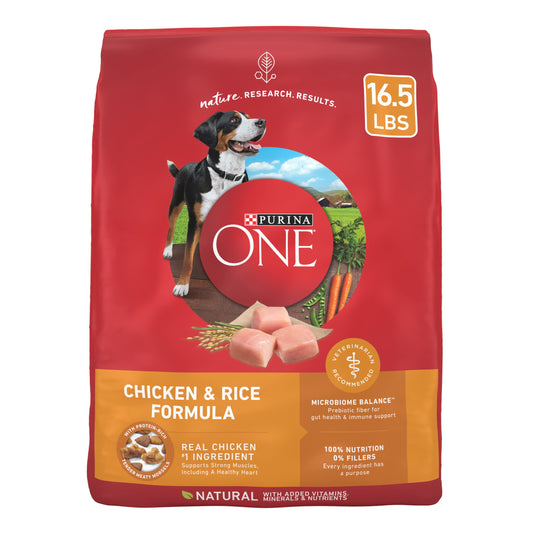 Purina ONE Chicken and Rice Formula Dry Dog Food - 16.5 lb. Bag