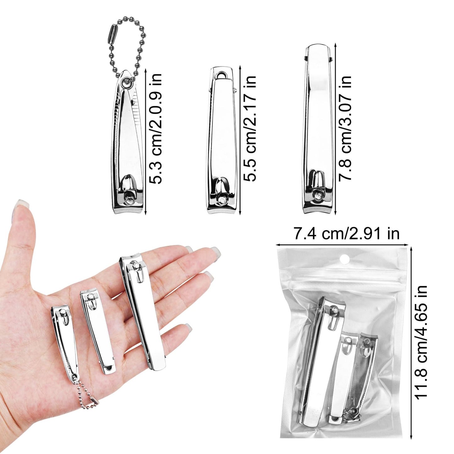 Individually Wrapped Nail Clippers in Bulk Stainless Steel Fingernail Clippers, Sturdy Thick Toenail Clippers Mini Men Women Nail Tip Toenails Cutter Trimmer for Homeless, Travel, Hotel (60 Pcs)