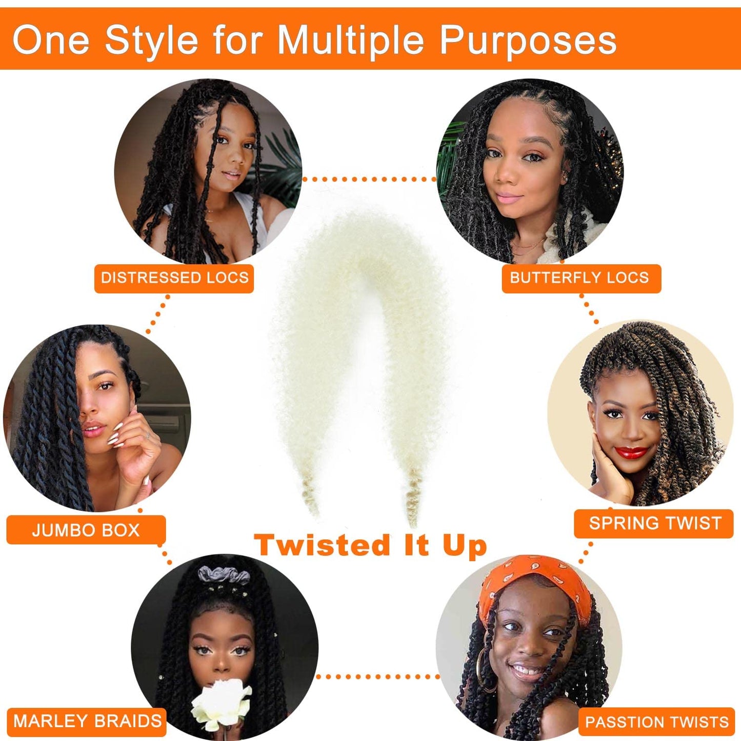 Blonde Afro Twist Hair 16 Inch Pre-Separated Springy Afro Twist Hair for Distress Locs Crochet Hair Synthetic Afro Twist Braiding Hair Extension (16 Inch (Pack of 3), 613#)