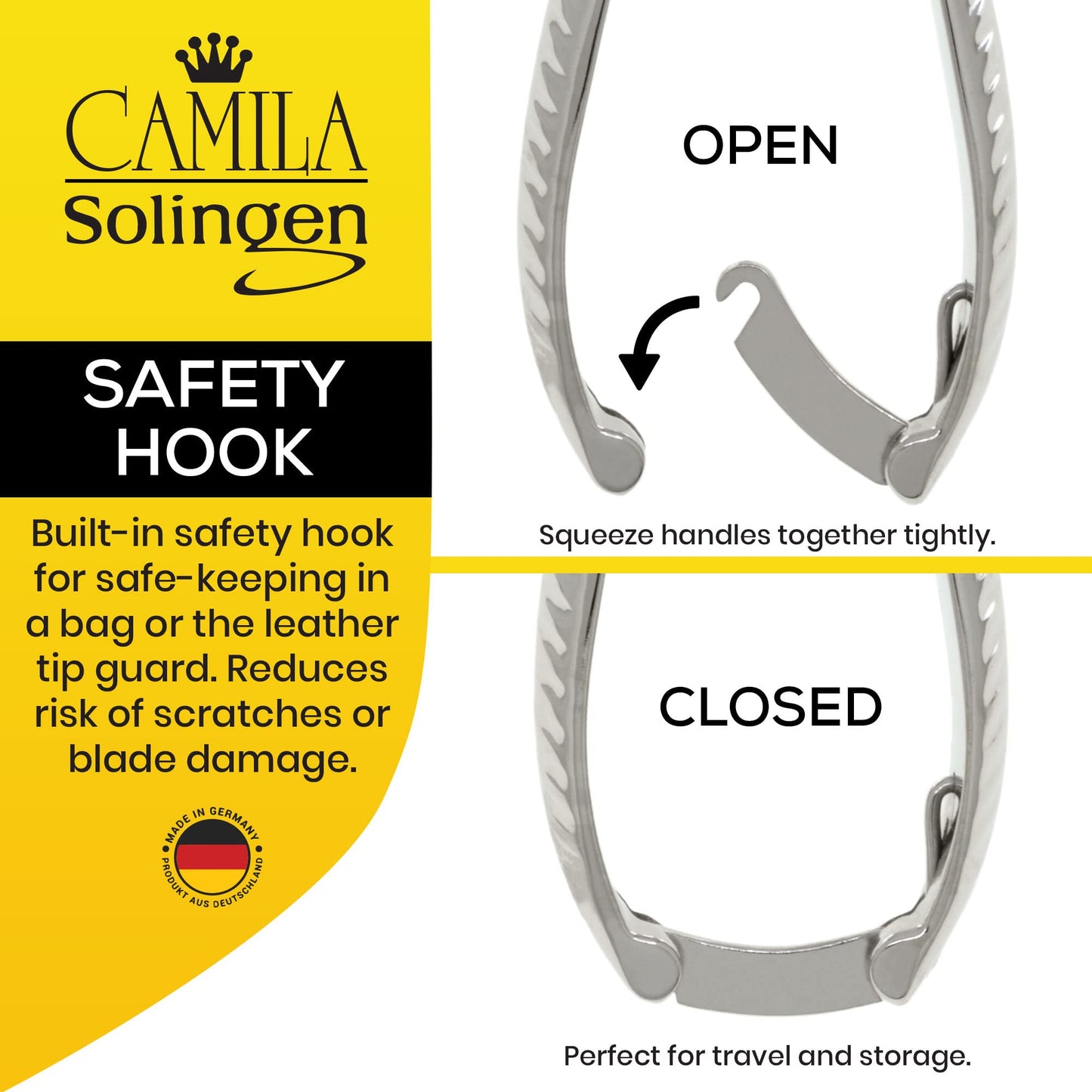 Camila Solingen CS13 Large Heavy Duty Toe Nail Clipper for Thick Toenails, Manicure & Pedicure, Double Barrel Spring. Super Sharp Trimmer Curved Stainless Steel 20mm Blade Made in Solingen, Germany