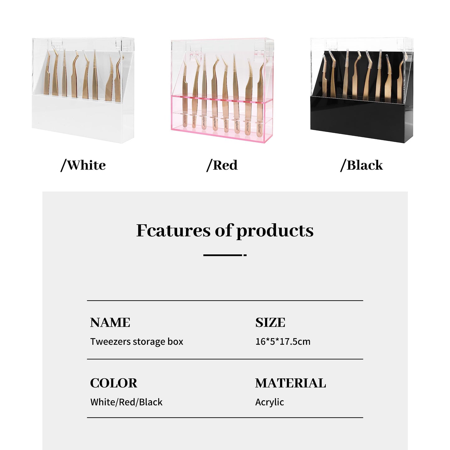 XIUSUZAKI Tweezers Storage Box 8 Holes Holder Lash Tweezers Storage for Eyelash Extensions Eyelash Professional(White,Only the Box)