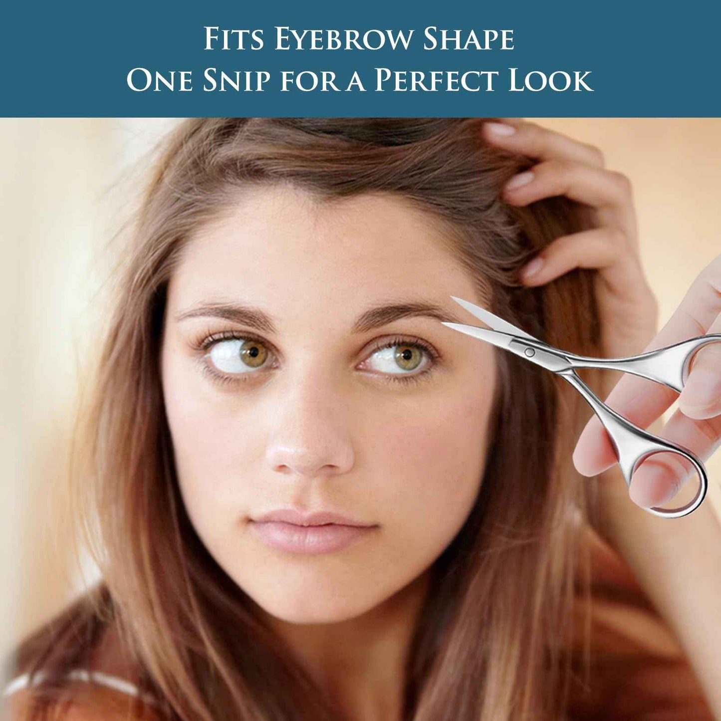 Kootinn 2Pcs Facial Hair Small Grooming Scissors For Men Women - Eyebrow, Nose Hair, Mustache, Beard, Eyelashes, Ear Trimming Kit - Curved and Rounded Safety Tip Clippers For Hair Cutting - Silver