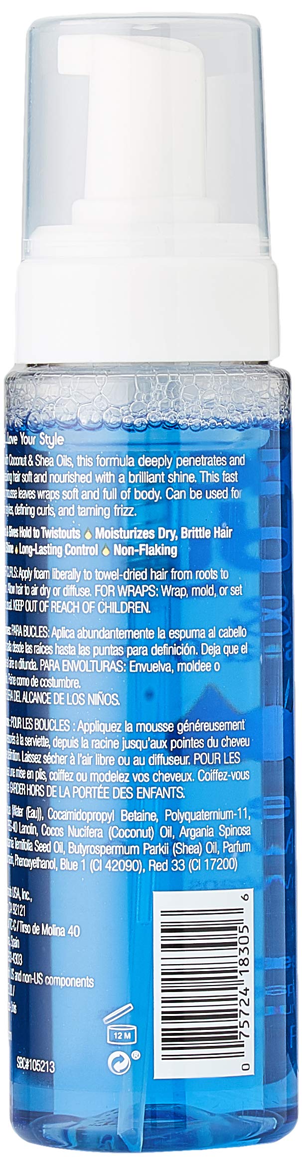 Lottabody Coconut Oil and Shea Wrap Me Foaming Curl Mousse, Creates Soft Wraps, Hair Mousse for Curly Hair, Defines Curls, Anti Frizz, 7 Fl Oz (Pack of 2)