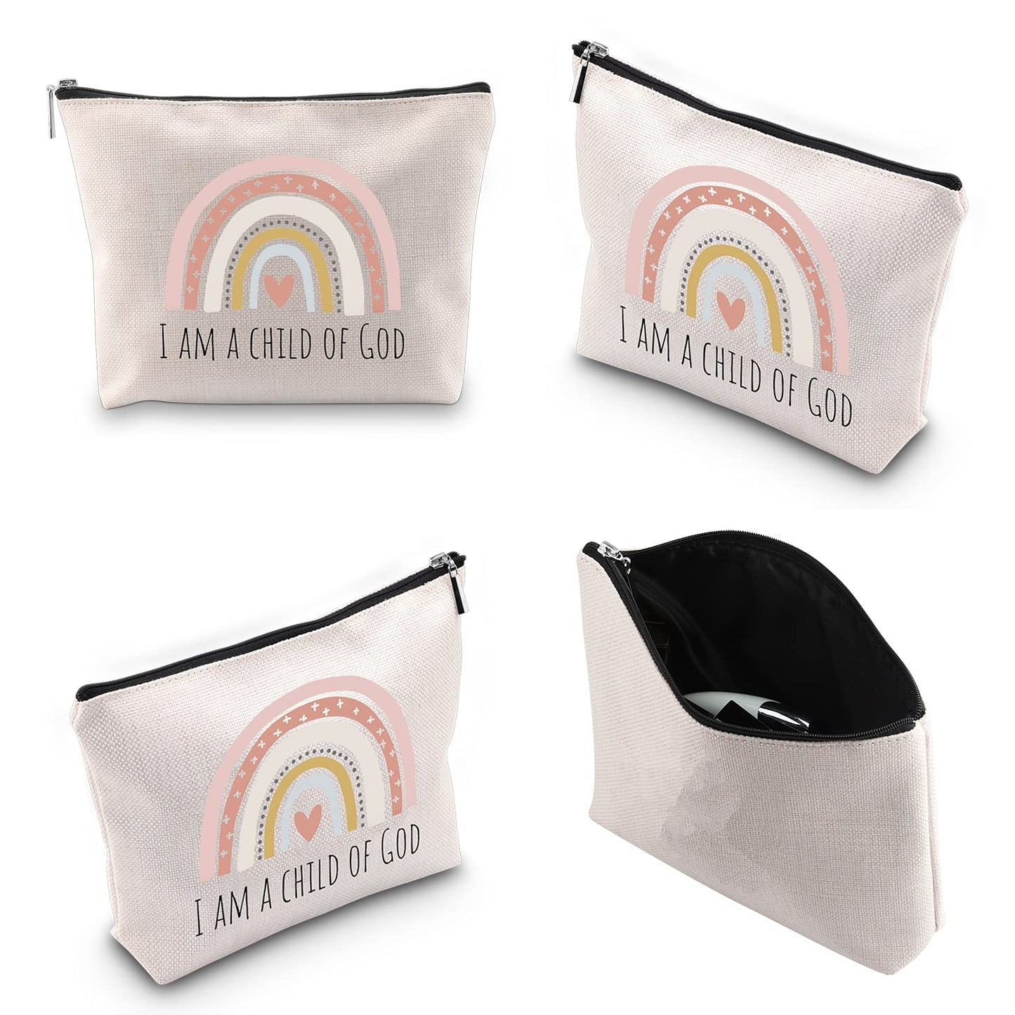 WCGXKO Religious Cosmetic Case 'I am a Child of God' for First Communion, Baptism Gifts, Travel, Organizer