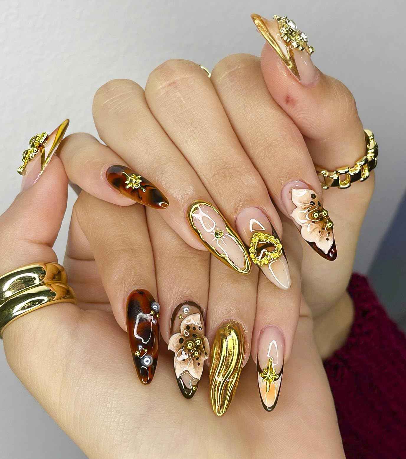 800Pcs Nail Charms - TemBelle Star Nail Charms Bulk Set Nail Art Rhinestones Accessories Supplies