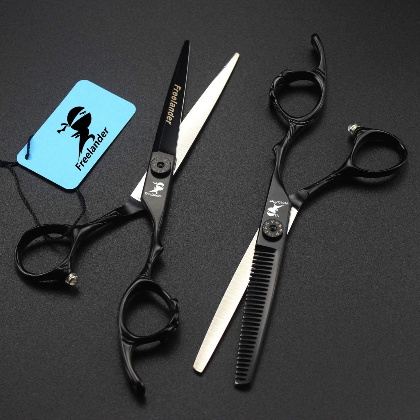 Hair Cutting Scissors, 6.0 Inch Black Professional Japan 440C Hair Cutting Shears - Salon Hair Blending/Thinning/Texturizing Scissor, Hand Sharpened