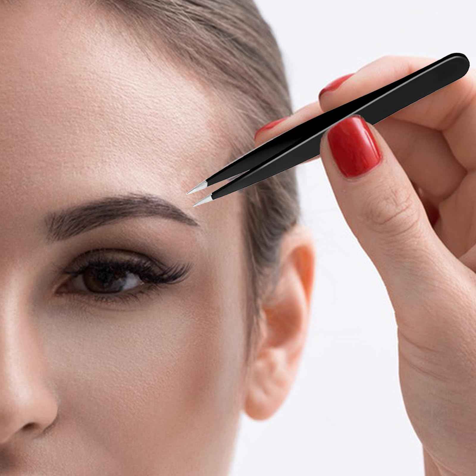 4Pcs Eyebrow Tweezers Set,Tweezers for Women Facial Hair Professional Stainless Steel Tweezers Precision Tweezers Set,Suitable for Removing Inward Growing Hair Eyebrows and Facial Hair(black)