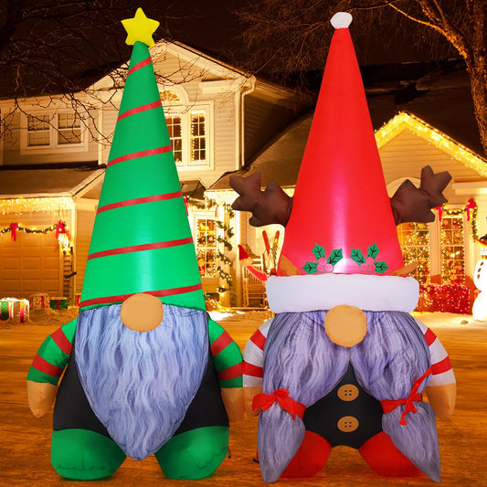 GOOSH 5.4 FT Christmas Inflatable Outdoor Decoration, Blow Up Gnomes Built-in LEDs, Holiday Inflatables for Indoor Outdoor Patio Lawn Birthday Party Xmas Gift