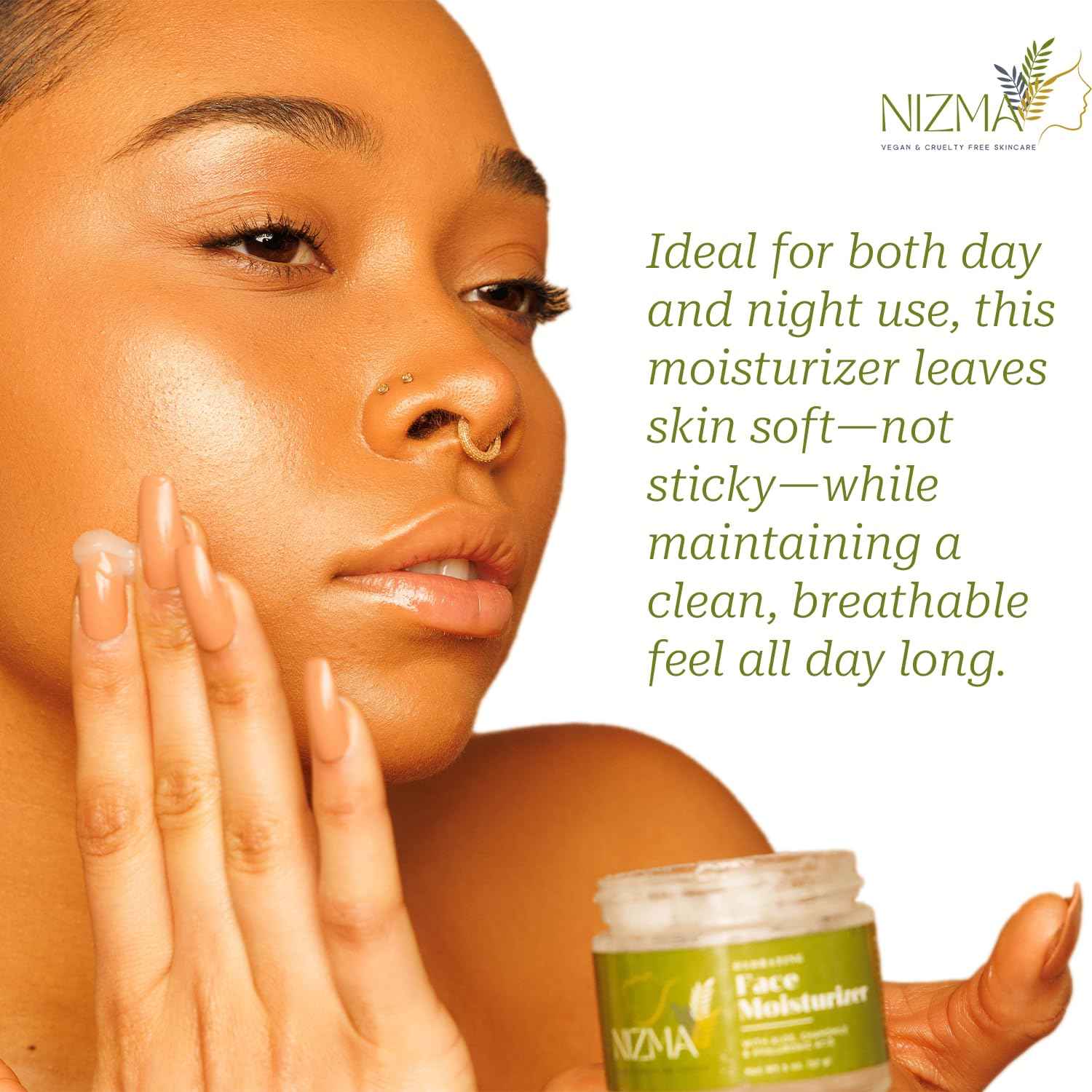 Hydrating Face Moisturizer with Hyaluronic Acid and Aloe – Lightweight Daily Facial Cream for Dry, Oily, Combination, Mature & Sensitive Skin – Nourishing, Non-Greasy, Fast-Absorbing – 2 oz