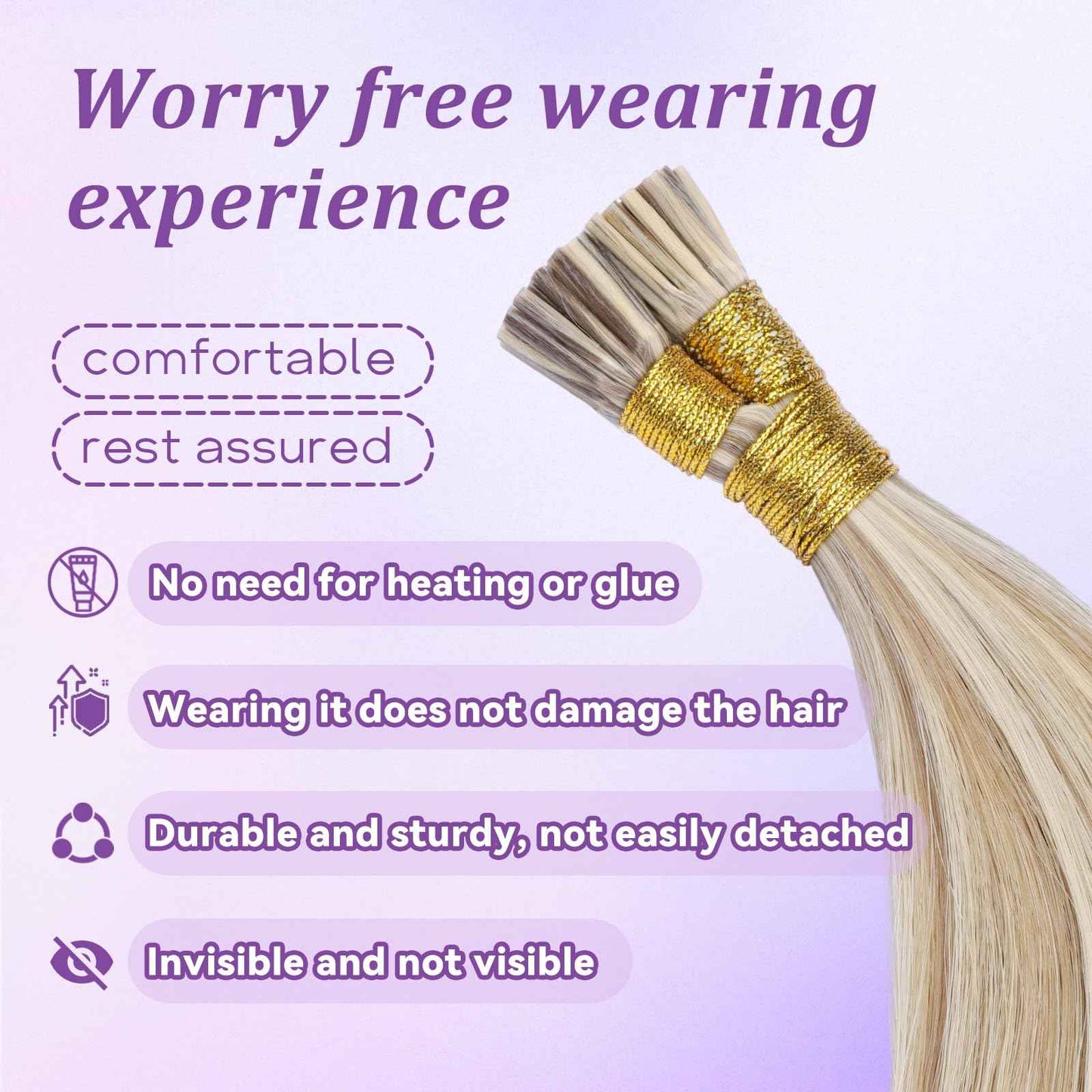 MioYio I Tip Hair Extensions Human Hair 30G/Pack Human Hair Itip Human Hair Extensions Dark Blonde to Highlighted Blonde Pre Bonded Extensions Long Straight #18/613 14Inch