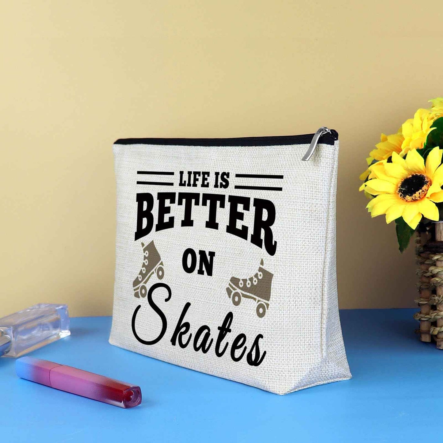 Roller Skater Gift Skates Makeup Bag Roller Skating Lover Gift for Girls Women Cosmetic Bag Skate Lover Gift Skating Team Gift Best Friend Daughter Birthday Christmas Gift Figure Skating Gift