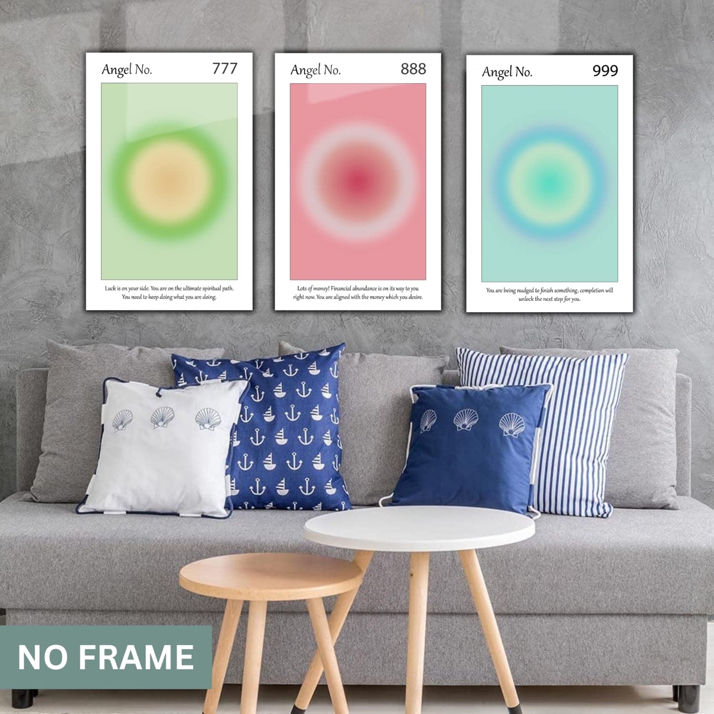 Gradient Aura Angel Numbers Poster Sets for Room Aesthetic Inspirational Quotes Wall Art Paintings Abstract Minimalist Room Wall Decor - 11x17in LAMINATED - No Frame (777, 888, 999 - Angel Numbers)