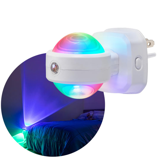 GE Color-Changing Swivel LED Night Light, Plug-in, Dusk to Dawn Sensor, Rotating, Ambient Lighting, Projector, for Kids, for Baby, Bedroom, Bathroom, Nursery, Gaming Room, Hallway 81041