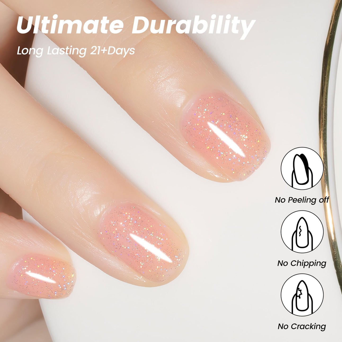 YTD Likomey Nude Glitter Gel Nail Polish,15ml Soft Pink Rainbow Jelly Sheer Translucent Neutral Holographic Shimmer Iridescent Sparkly Salon Home DIY UV Manicure Nail Gel, SF328