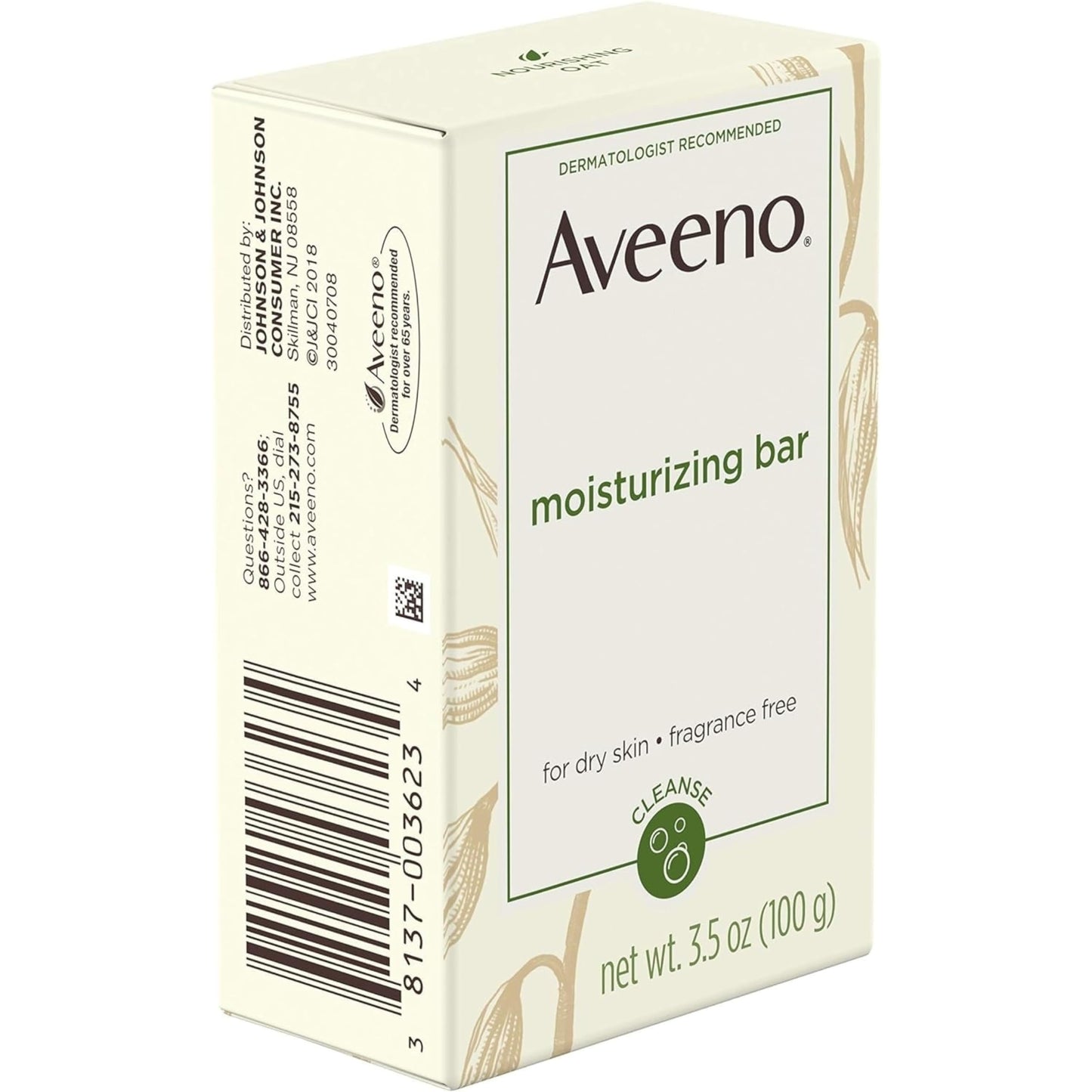 Aveeno Moisturizing Bar with Natural Colloidal Oatmeal for Dry Skin, Fragrance Free, 3 Oz (Pack of 5)