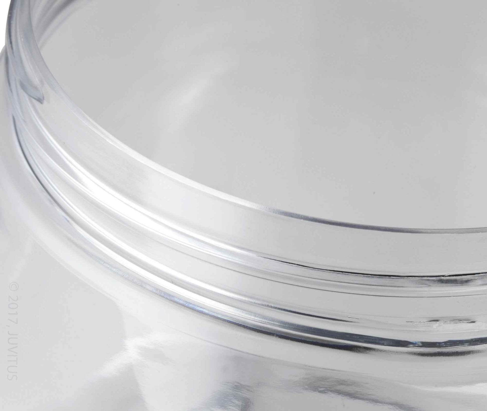 JUVITUS 16 oz Clear PET Plastic Refillable Jar with Black Smooth Lid (12 pack) + Labels