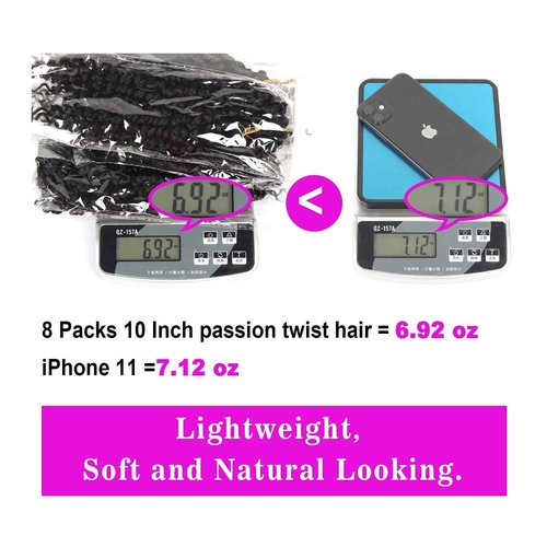 Bileaf Passion Twist Crochet Hair Pre-twisted 16 Inch 8 Packs Crochet Passion Twist Hair, Soft Pre Looped Passion Twist Crochet Braids Bohemian Crochet Hair for Women Girls and Kids 1B