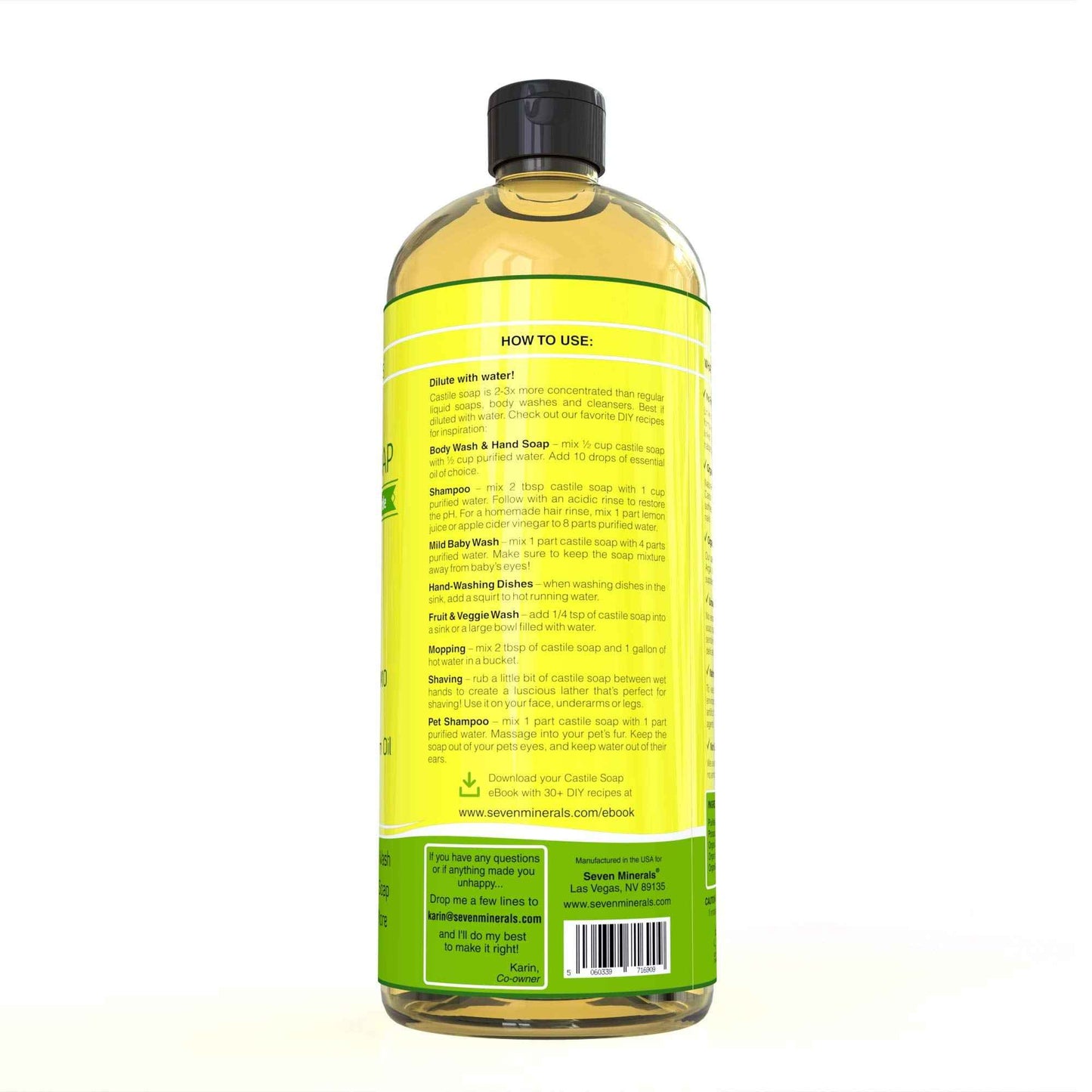 Seven Minerals EWG Verified Castile Soap and Organic Aloe Vera Gel