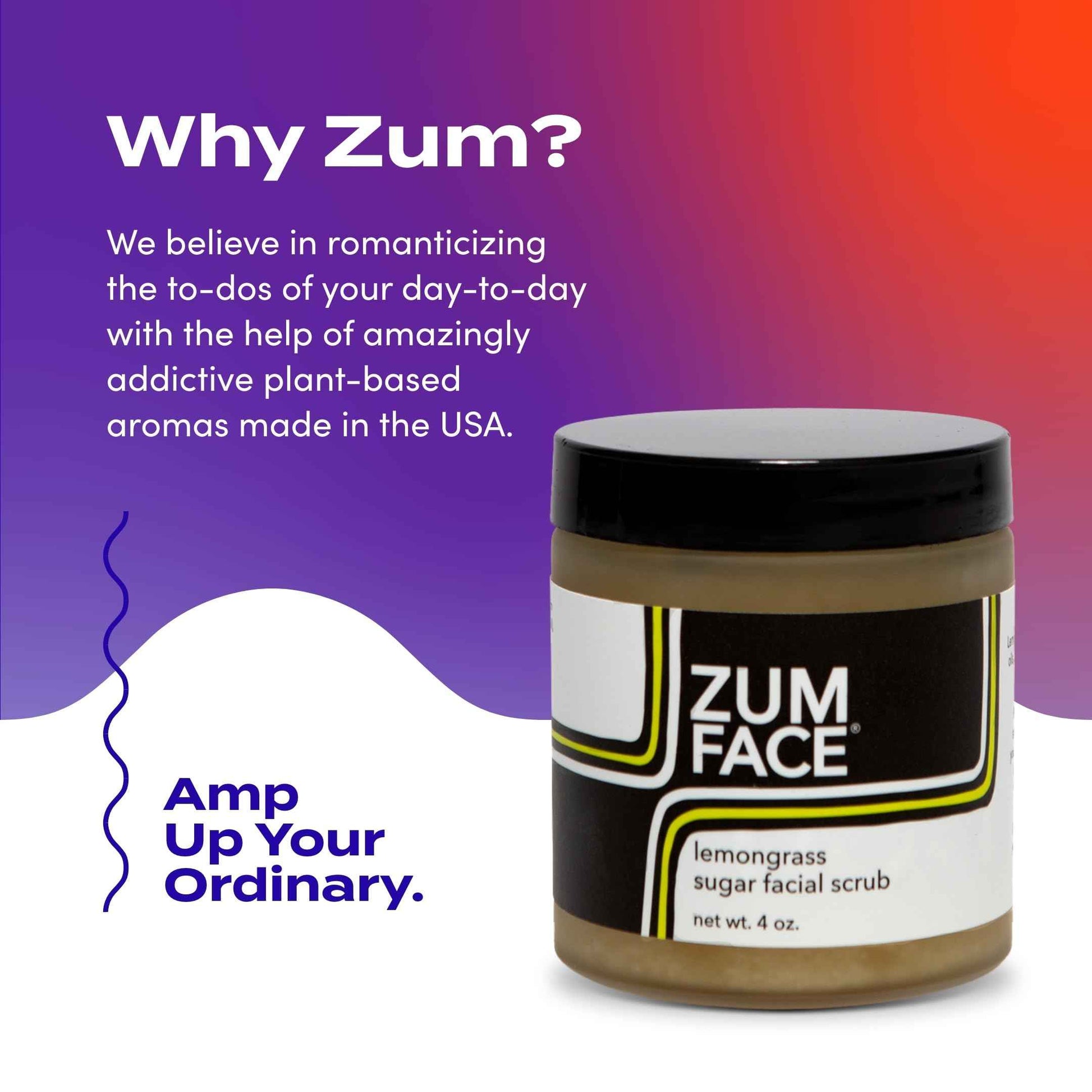 Indigo Wild Zum Face Sugar Facial Scrub - Natural Sugar Scrub - Soothing Facial Exfoliator with Jojoba Oil, Coconut Oil & Olive Oil - Lemongrass - 4 oz (Pack of 2)