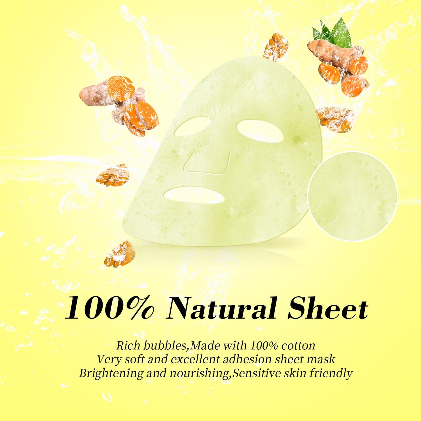 IREV Turmeric O2 Bubble Face Mask Skincare,Deep Cleansing Facial Masks,Anti-Aging, Hydration, Facial Sheet Mask for Women,Bubble Cleansing,Skin Care Moisturizing, Brightening 10 Pack