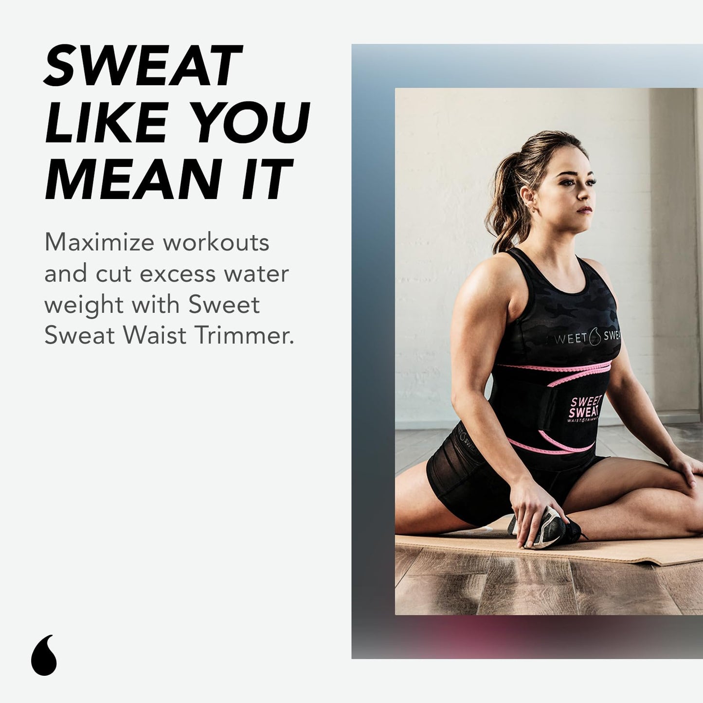 Sweet Sweat Waist Trimmer, by Sports Research - Get More From Your Workout - Sweat Band Increases Stomach Temp to Cut Water Weight - Gym Waist Trainer Belt for Women & Men - Faja para Hacer Ejercicios