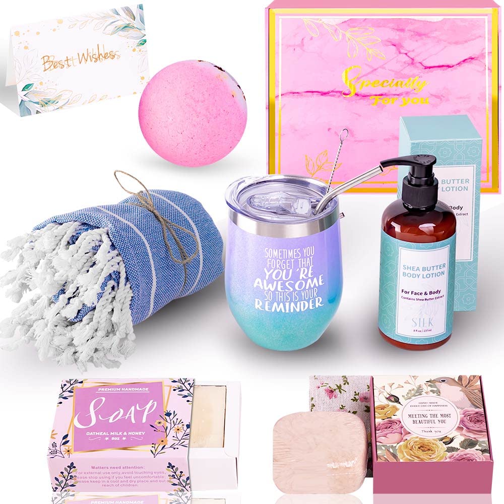 Birthday Gifts for Women-Best Relaxing Spa Gift Box basket for Wife Mom Sister Girlfriend Daughter Best Friend Mother-Happy Birthday Gifts for Women (Glitter Gradation)