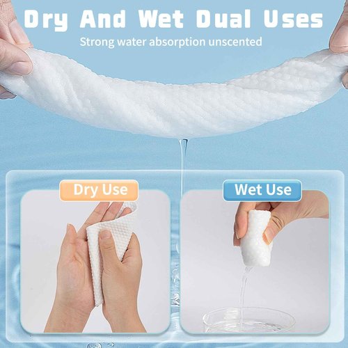 100 Count Disposable Face Towel, Biodegradable Facial Dry Wipes, Super Soft & Thick Face Cloth, Lint-Free Face Towelettes for Sensitive Skincare, Makeup Remover Dry Wipes, Facial Cleansing (6 Pack)