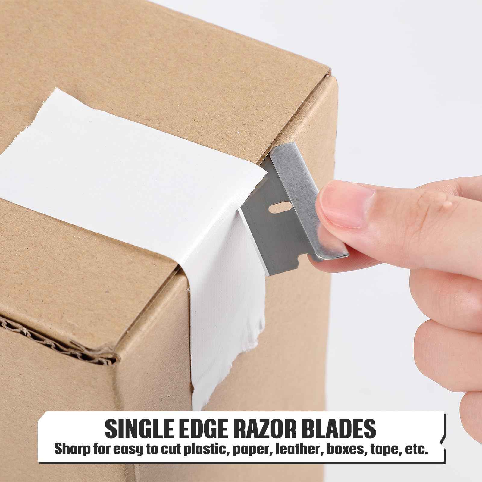 Lasnten 500 Pcs Single Edge Razor Blades, Industrial Scraper Razor Blades Safety Straight Edge Replacement Box Cutter Blade for Glass Paint Scraper, Removing Labels, Decals, Stickers