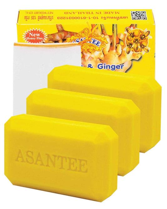 ASANTEE Turmeric & Ginger With Honey Cleansing Soap (Pack of 3)