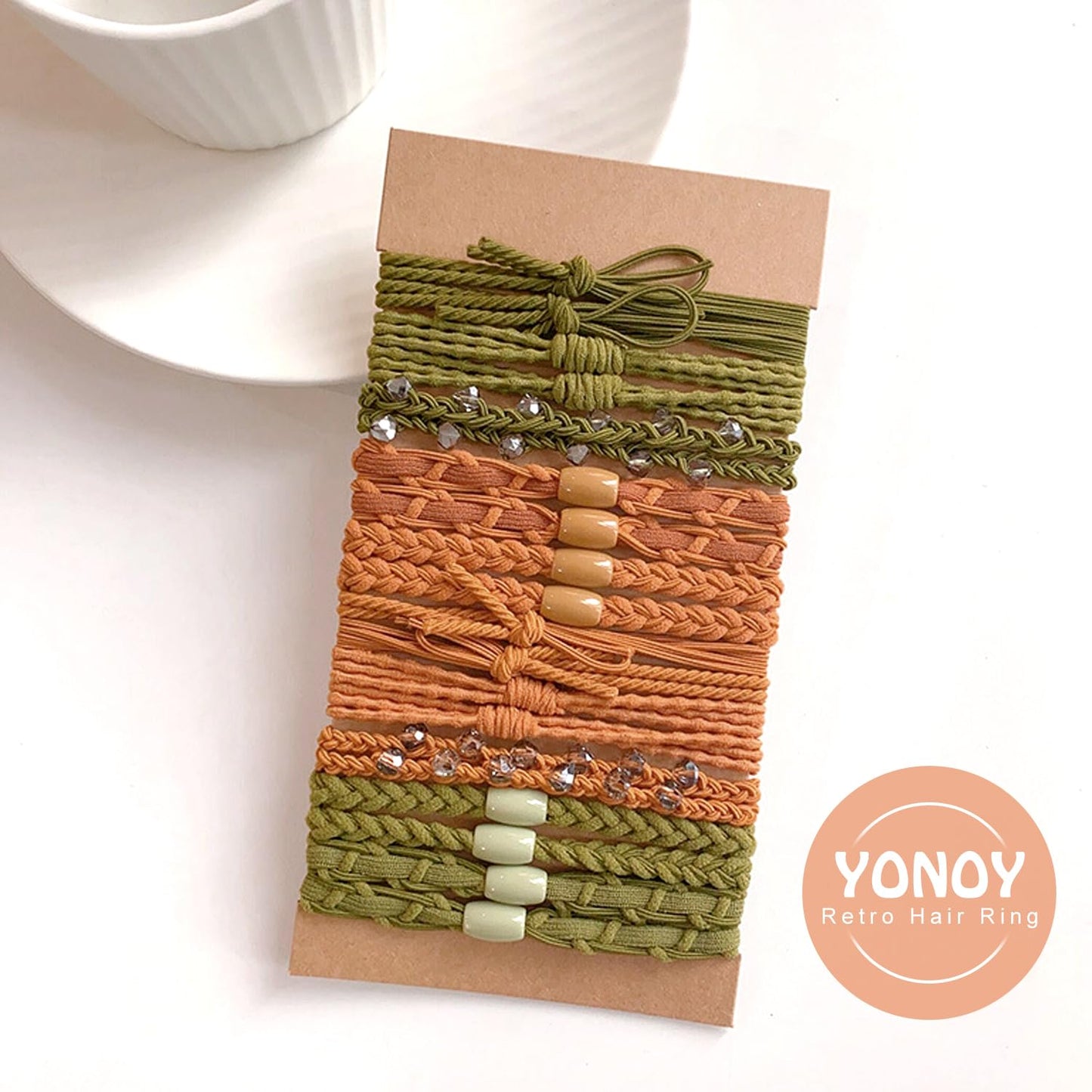 YONOY 20 Pcs Boho Hair Ties for Women, 5 Styles Cute Hair Tie Bracelet for Girls, No Damage Hair Elastics for Thick Hair/Pony Tails