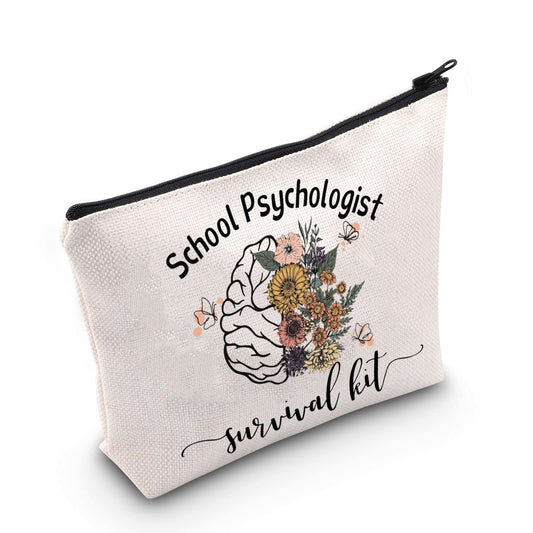 POFULL School Psychologist Gift Psych Gift School Psychologist survival kit Cosmetic Bag Psych Therapist Appreciation Gifts (School Psychologist bag)